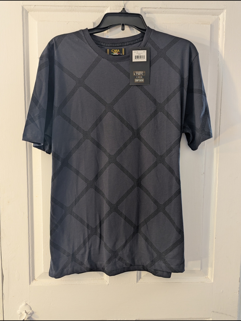MODA ME COUTURE Men's Short Sleeve Crew Neck Shirt in Charcoal